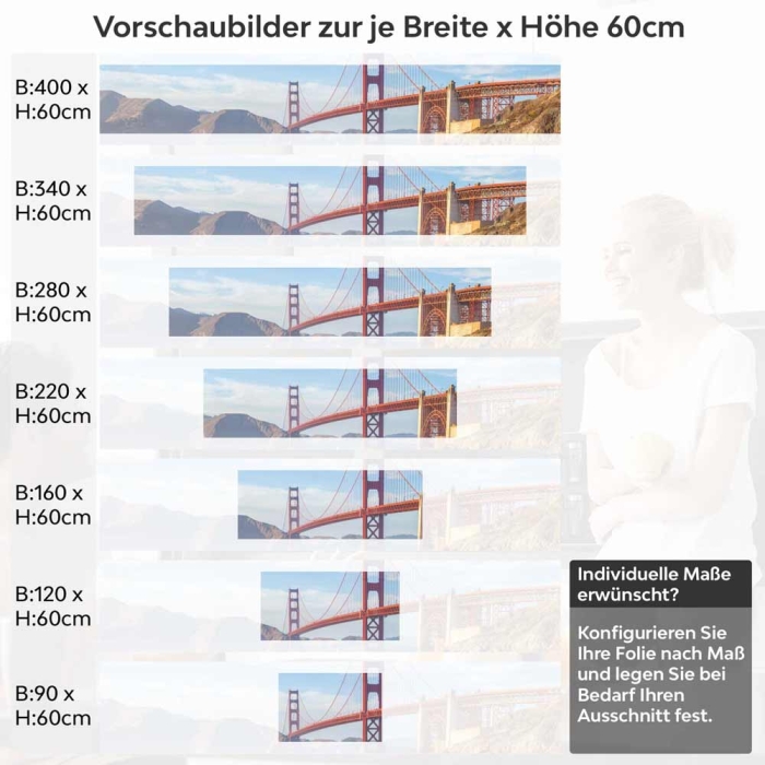 Küchenrückwand Folie Brücke zwischen Inseln Höhe 60cm