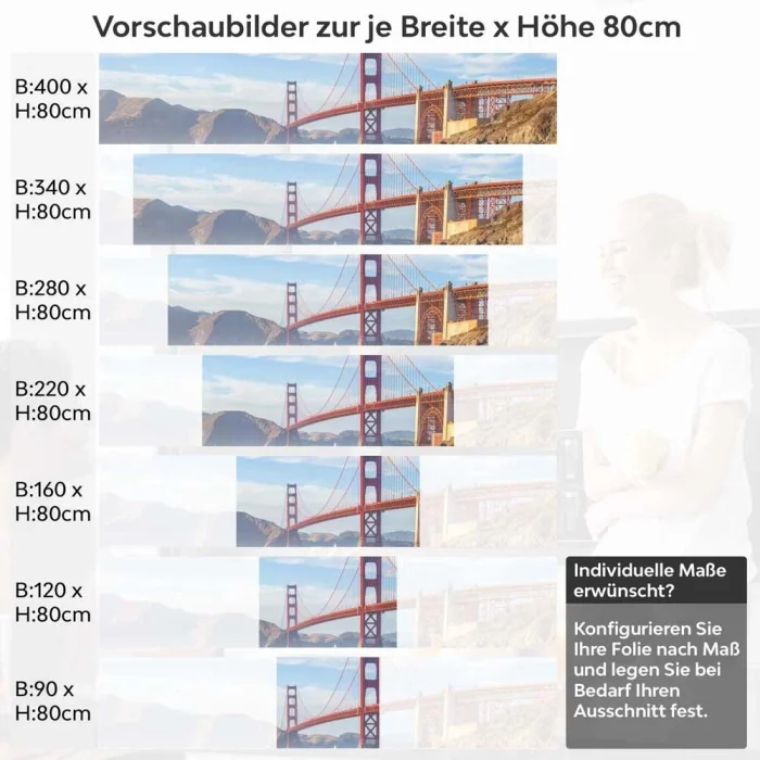 Küchenrückwand Folie Brücke zwischen Inseln Höhe 80cm