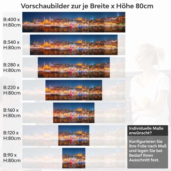 Küchenrückwand Folie Istanbul bei Nacht Höhe 80cm