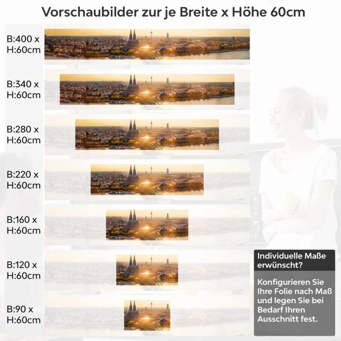 Küchenrückwand Folie Kölns Ufer im sanften Dämmerlicht Höhe 60cm