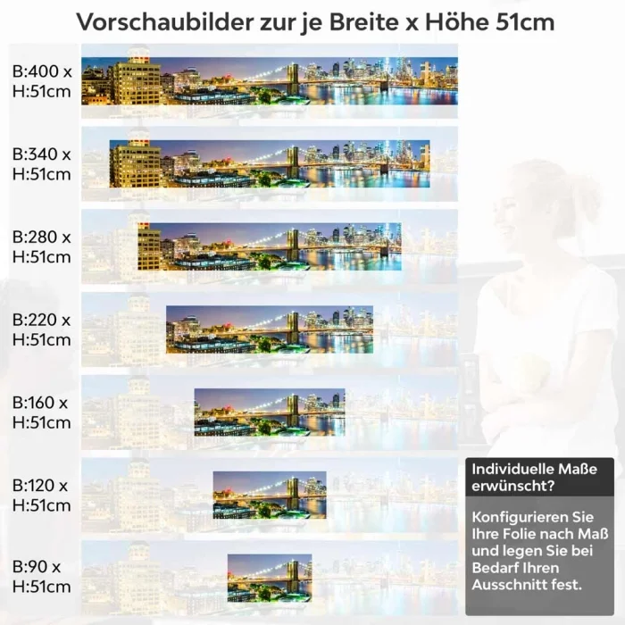 Küchenrückwand Folie Brücke zwischen Stadtteilen Höhe 51cm