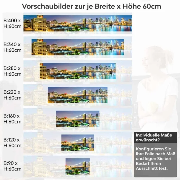 Küchenrückwand Folie Brücke zwischen Stadtteilen Höhe 60cm