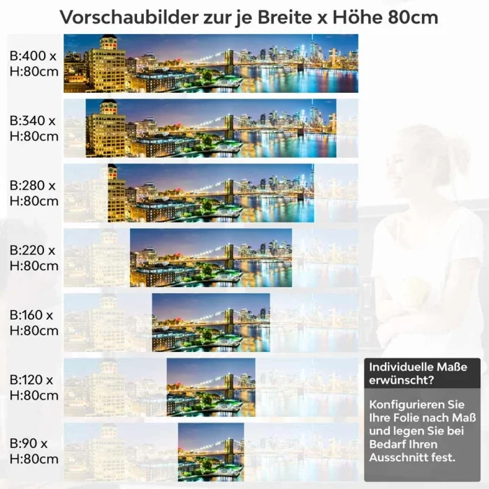 Küchenrückwand Folie Brücke zwischen Stadtteilen Höhe 80cm