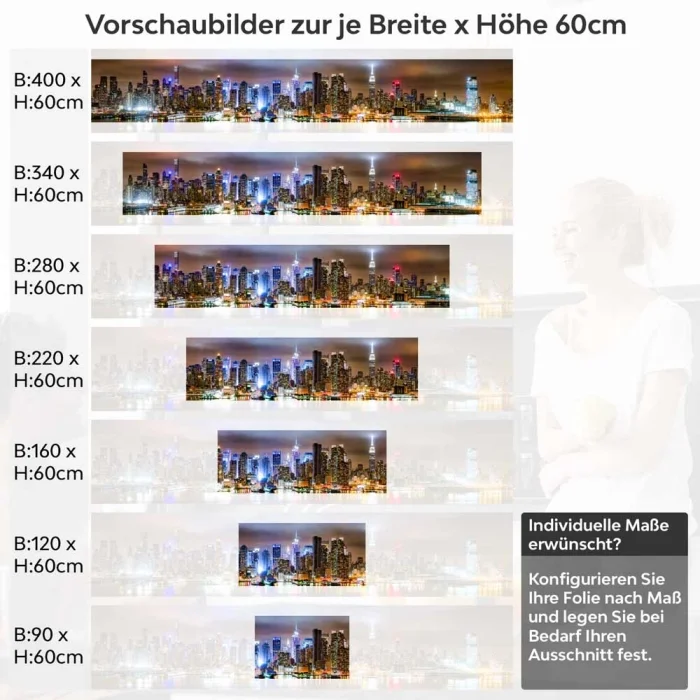 Küchenrückwand Folie Hafenblick auf New York Höhe 60cm