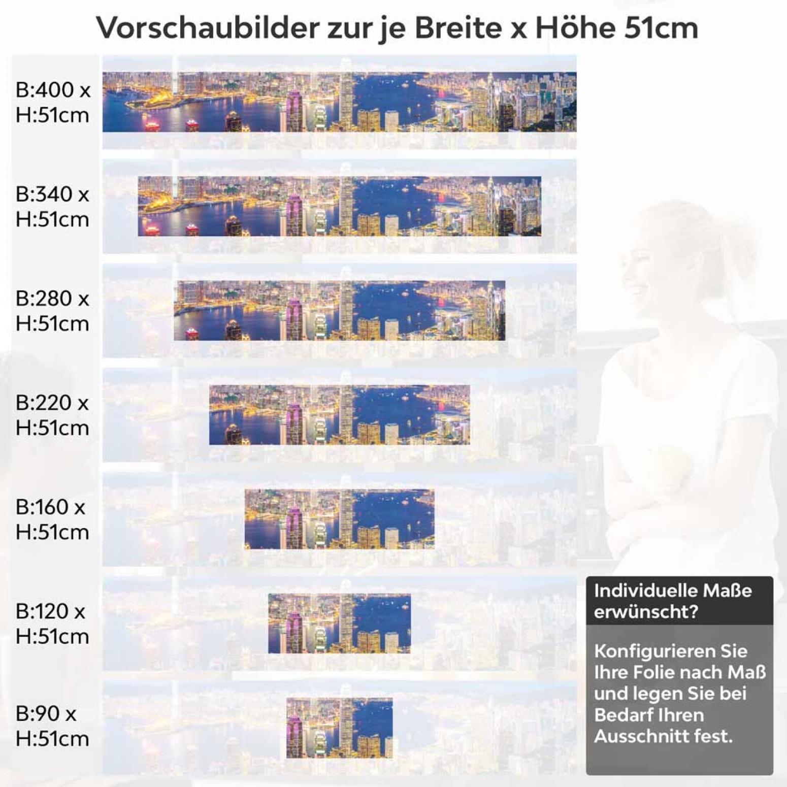 Küchenrückwand Folie Hong Kongs Skyline Höhe 51cm