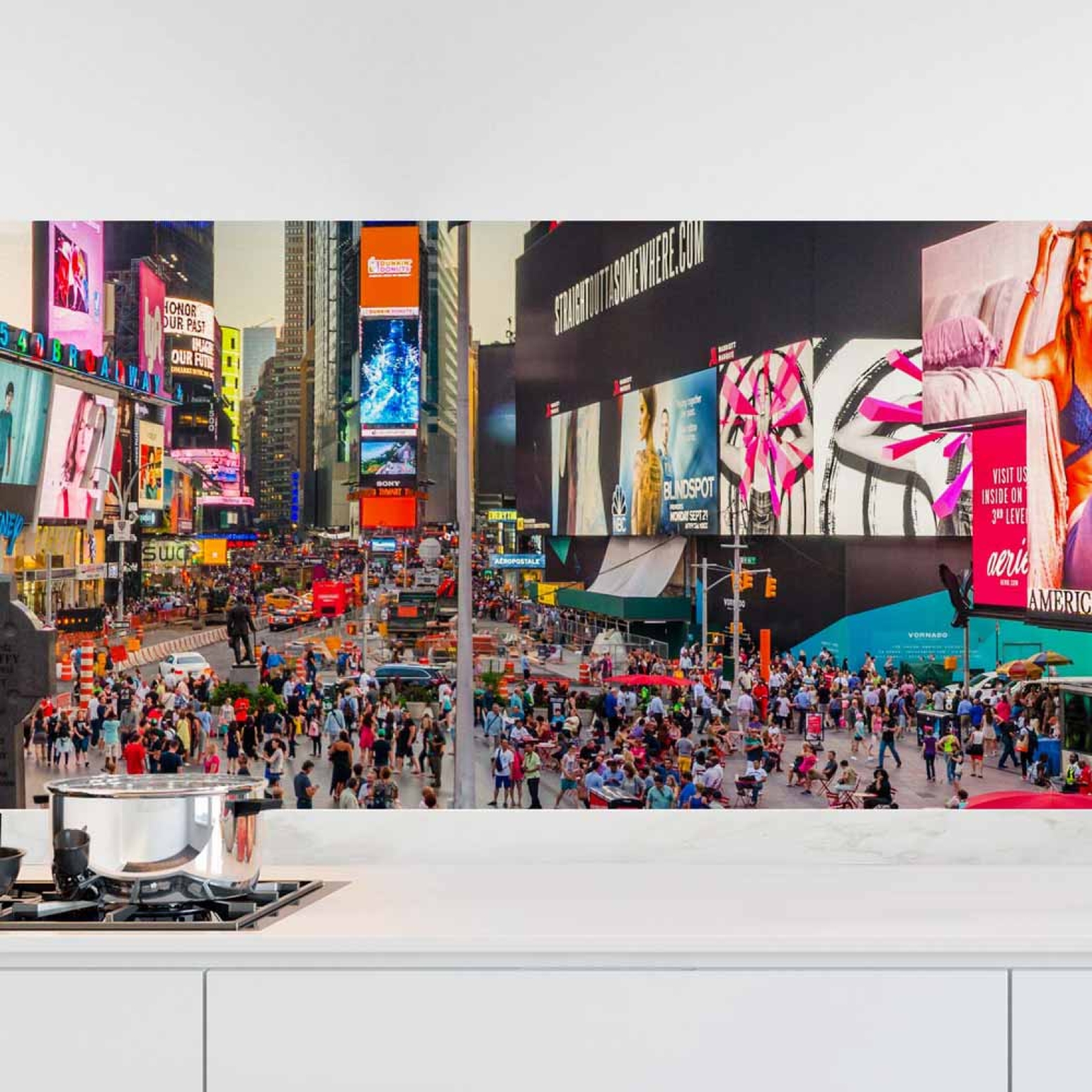 Küchenrückwand Folie Time Square bei Nacht