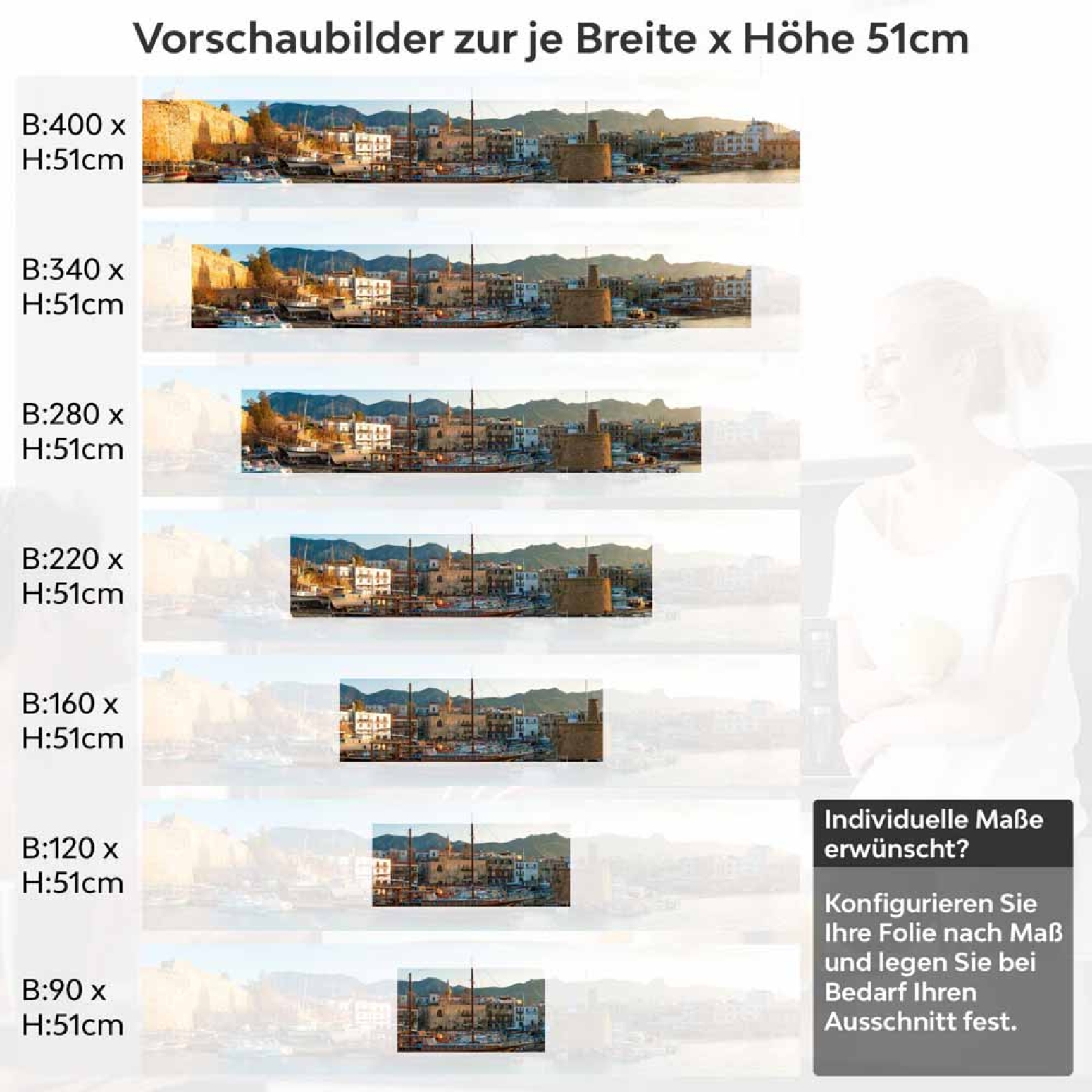 Küchenrückwand Folie Altstadt Hafen Höhe 51cm