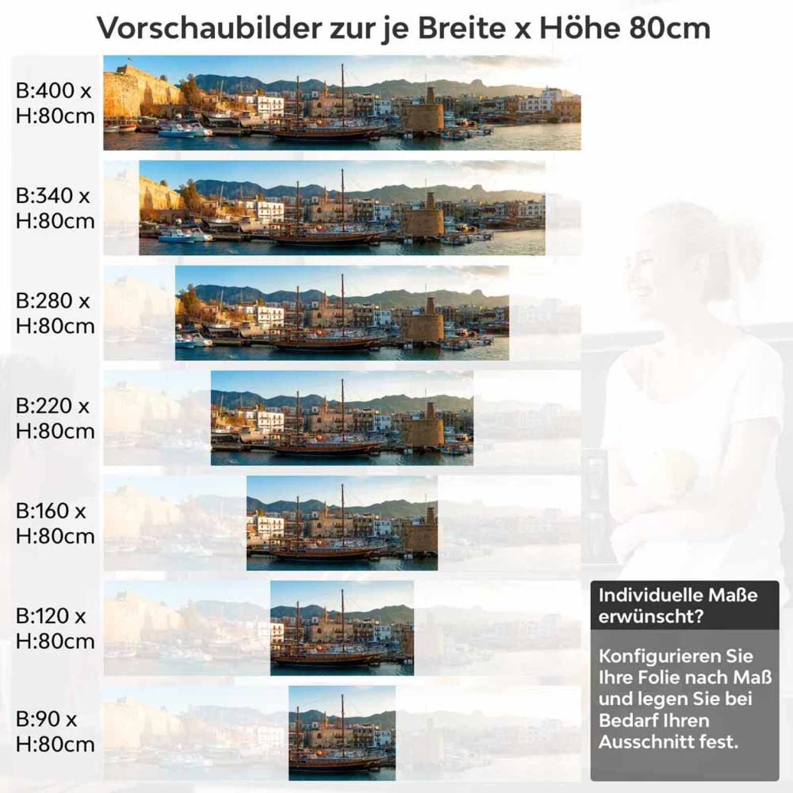 Küchenrückwand Folie Altstadt Hafen Höhe 80cm