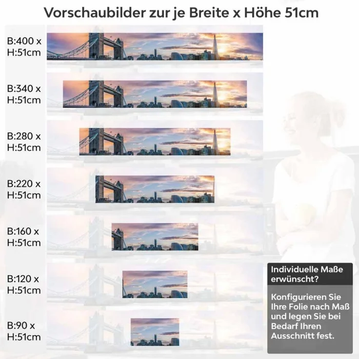 Küchenrückwand Folie die Brücke Englands Höhe 51cm
