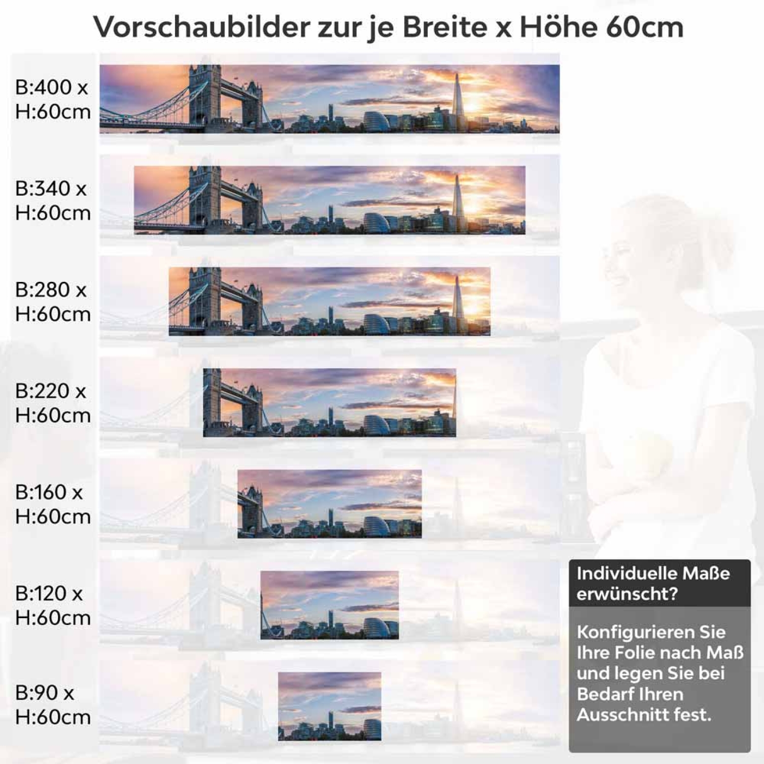 Küchenrückwand Folie die Brücke Englands Höhe 60cm