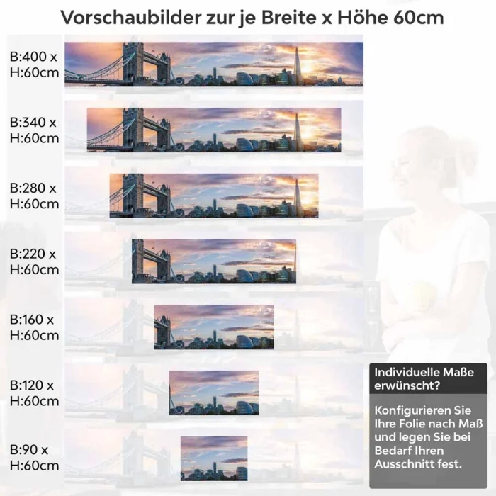 Küchenrückwand Folie die Brücke Englands Höhe 60cm