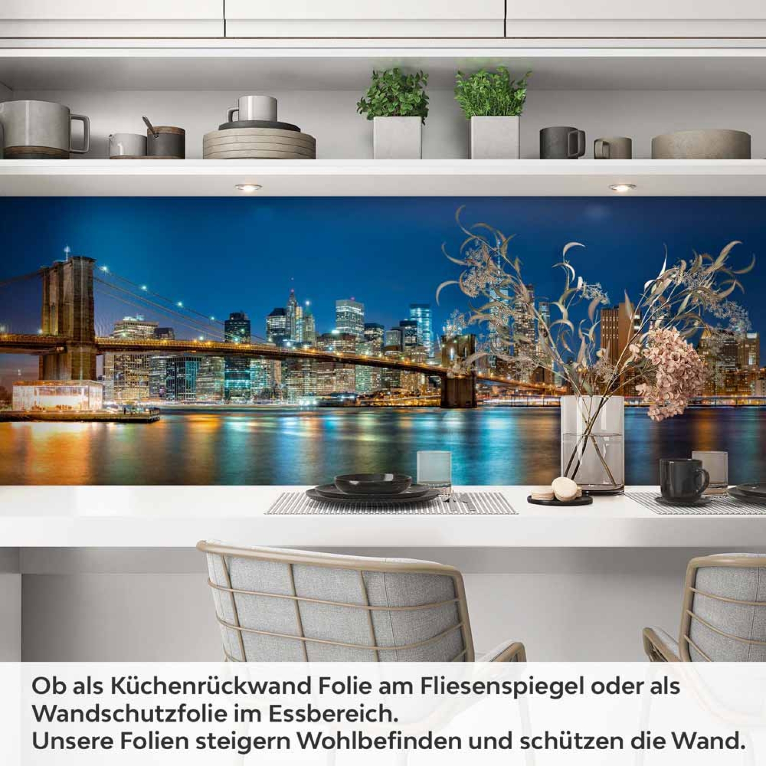 Küchenrückwand Folie Nächtliche Brücken & Stadt Perspektive Artikelbild 1