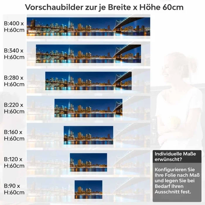 Küchenrückwand Folie Nächtliche Brücken & Stadt Perspektive Höhe 60cm
