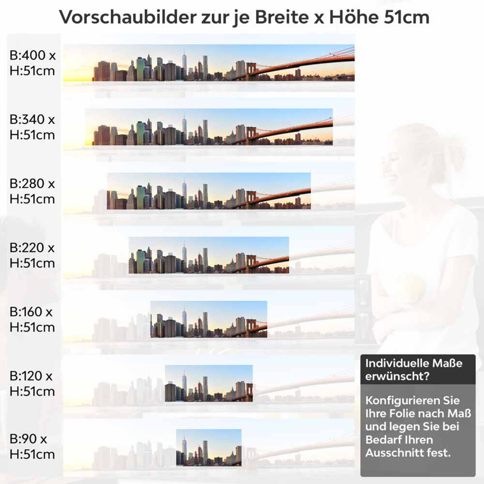 Küchenrückwand Folie moderne Stadt Brücke Höhe 51cm