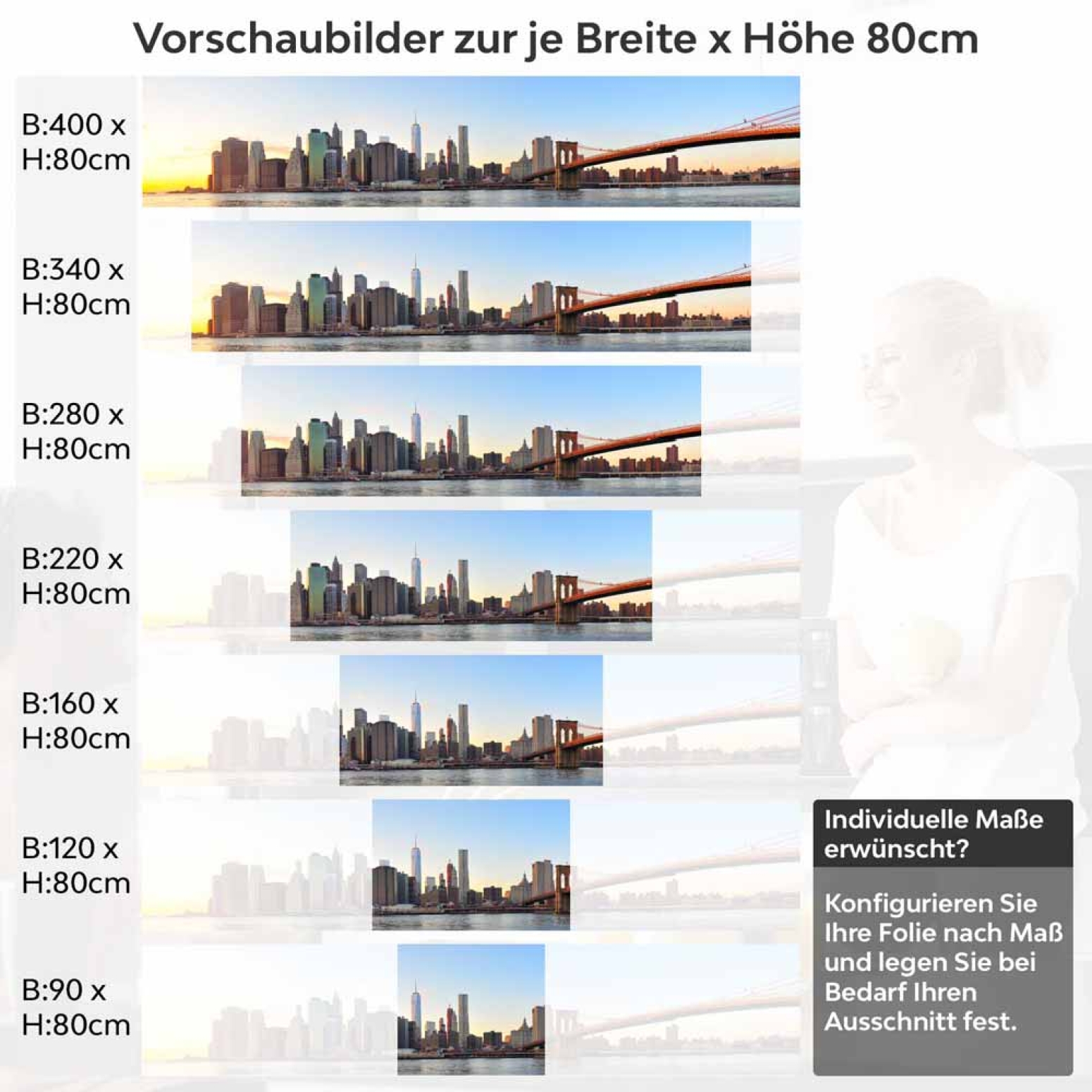 Küchenrückwand Folie moderne Stadt Brücke Höhe 80cm