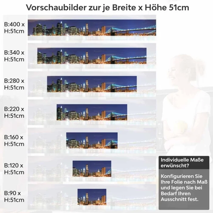 Küchenrückwand Folie Stadt bei Nacht Höhe 51cm