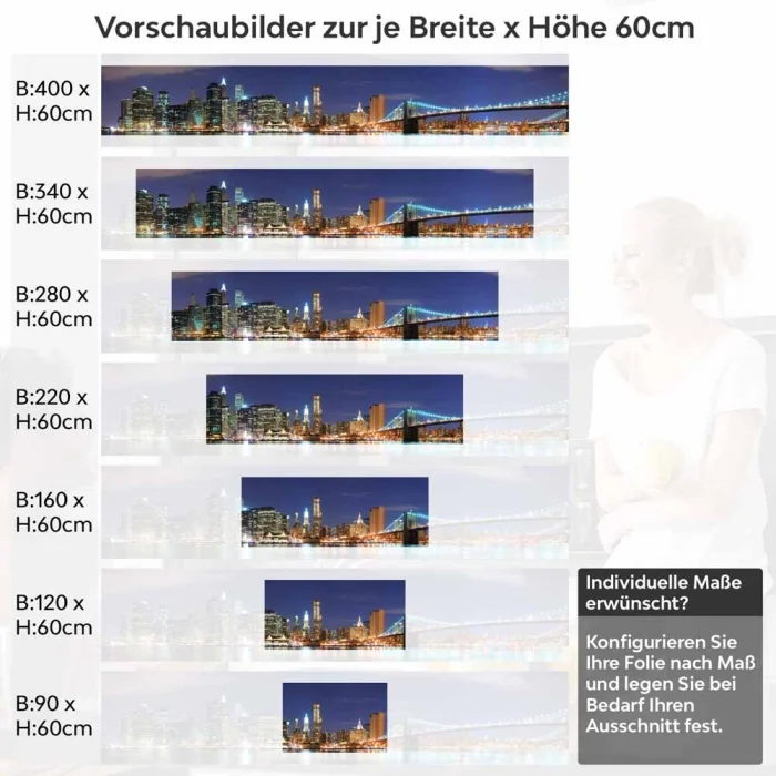 Küchenrückwand Folie Stadt bei Nacht Höhe 60cm