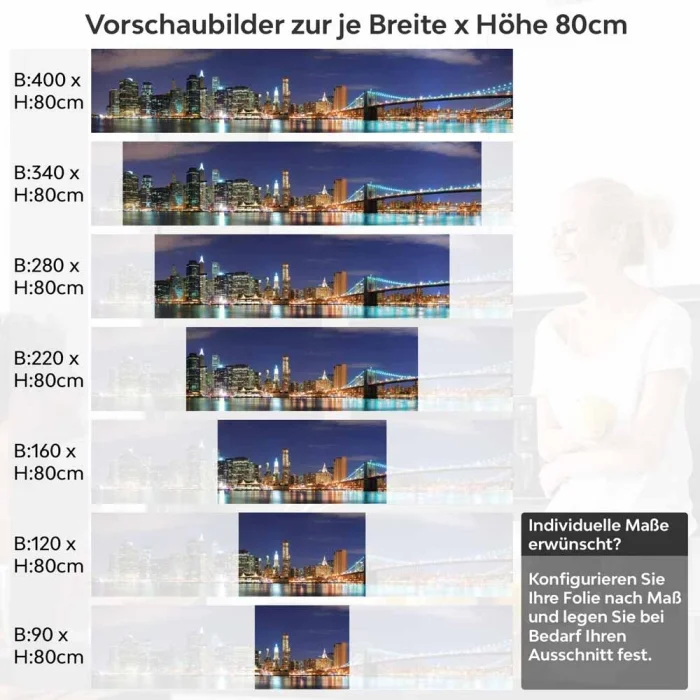 Küchenrückwand Folie Stadt bei Nacht Höhe 80cm