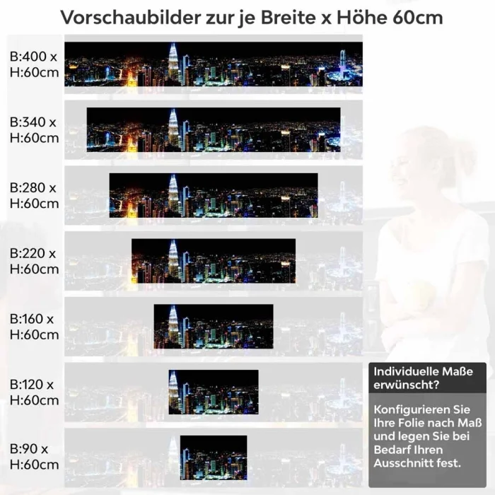 Küchenrückwand Folie Großstadt Lichter Höhe 60cm