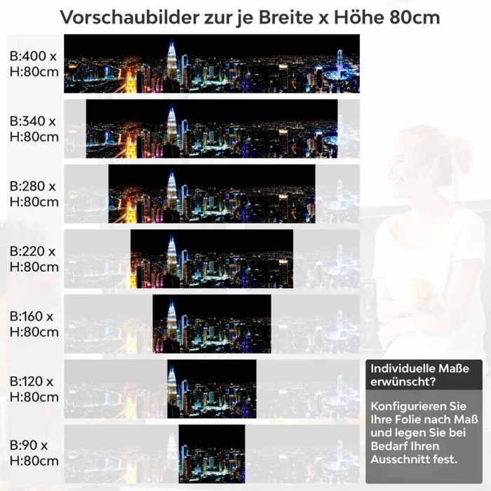 Küchenrückwand Folie Großstadt Lichter Höhe 80cm