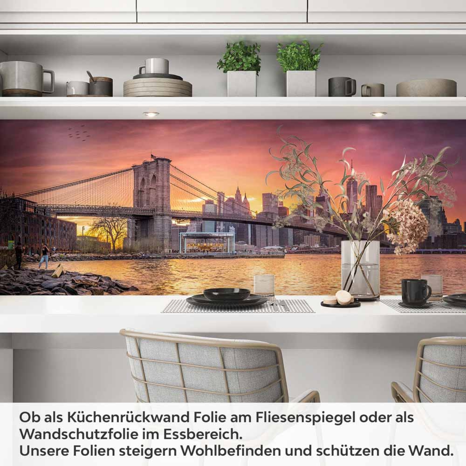 Küchenrückwand Folie Stadt Brücke bei Dämmerung Artikelbild 1
