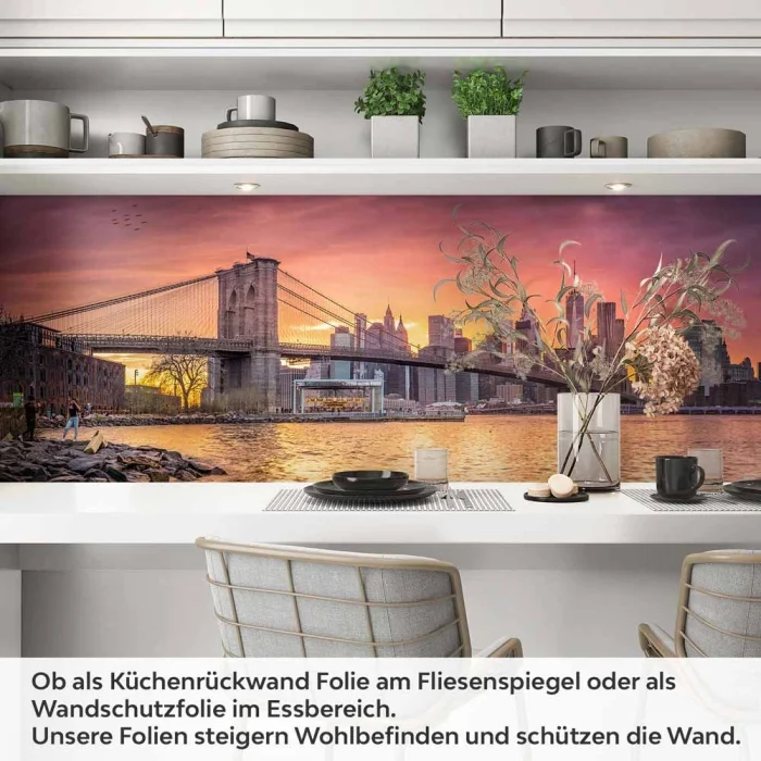 Küchenrückwand Folie Stadt Brücke bei Dämmerung Artikelbild 1