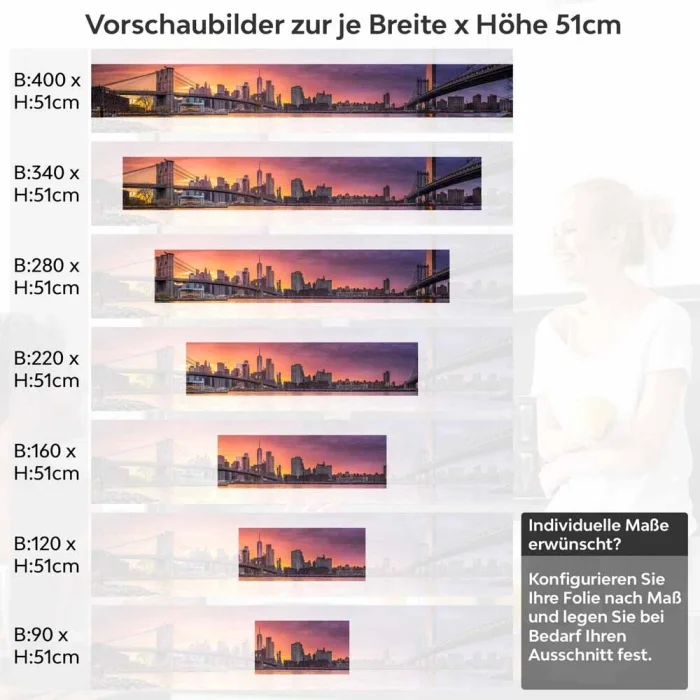 Küchenrückwand Folie Stadt Brücke bei Dämmerung Höhe 51cm