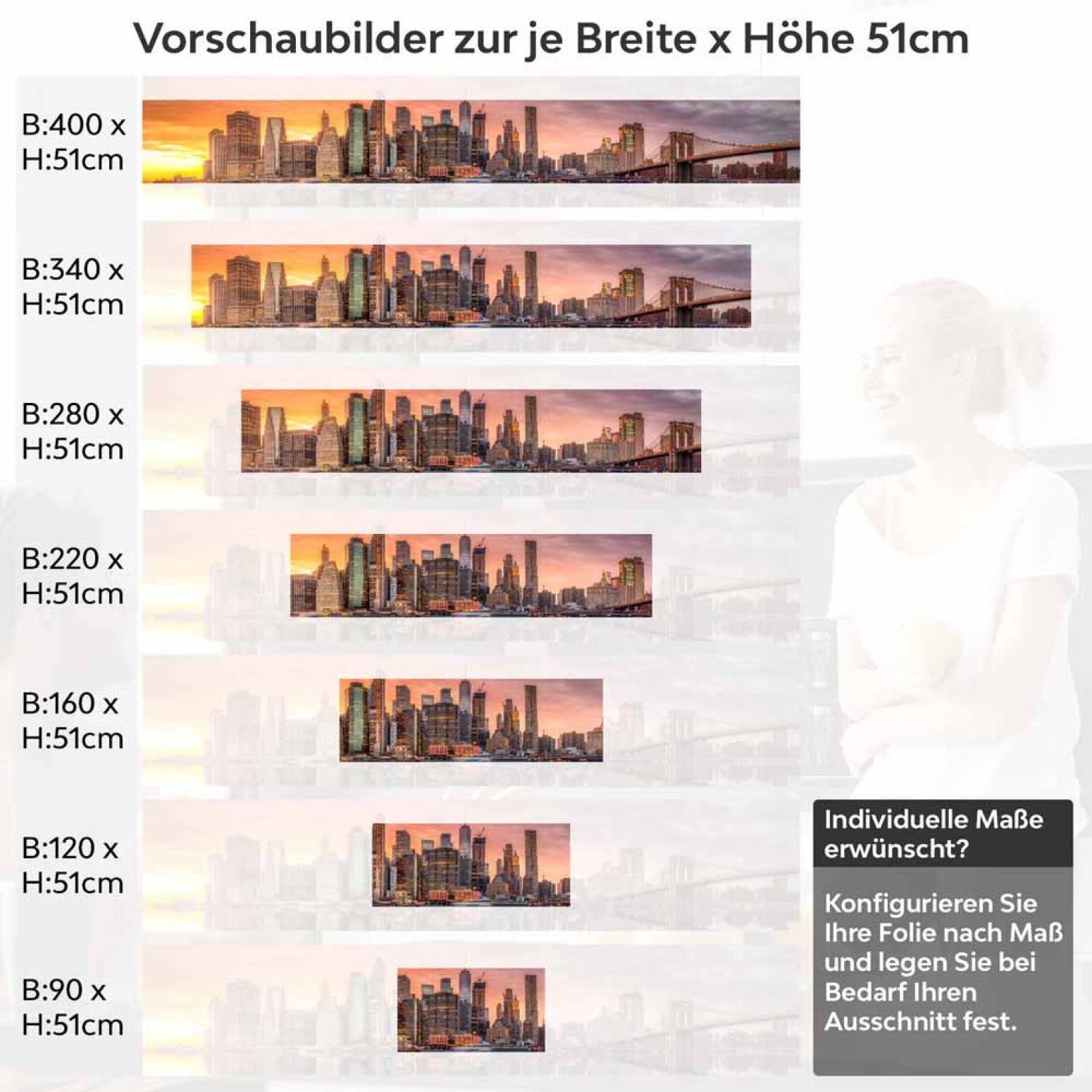Küchenrückwand Folie zwei Brücken, eine Stadt Höhe 51cm