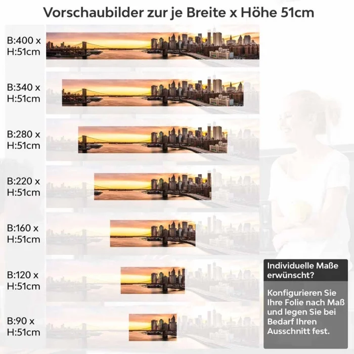 Küchenrückwand Folie Wolkenkratzer & Brücke zur goldenen Stunde Höhe 51cm