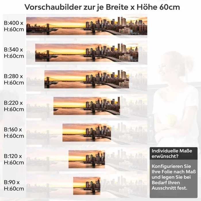 Küchenrückwand Folie Wolkenkratzer & Brücke zur goldenen Stunde Höhe 60cm