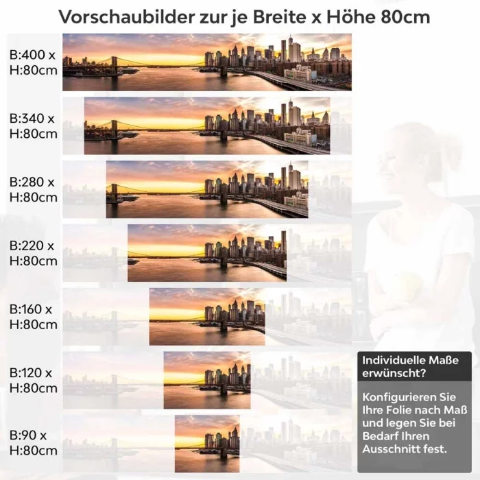 Küchenrückwand Folie Wolkenkratzer & Brücke zur goldenen Stunde Höhe 80cm