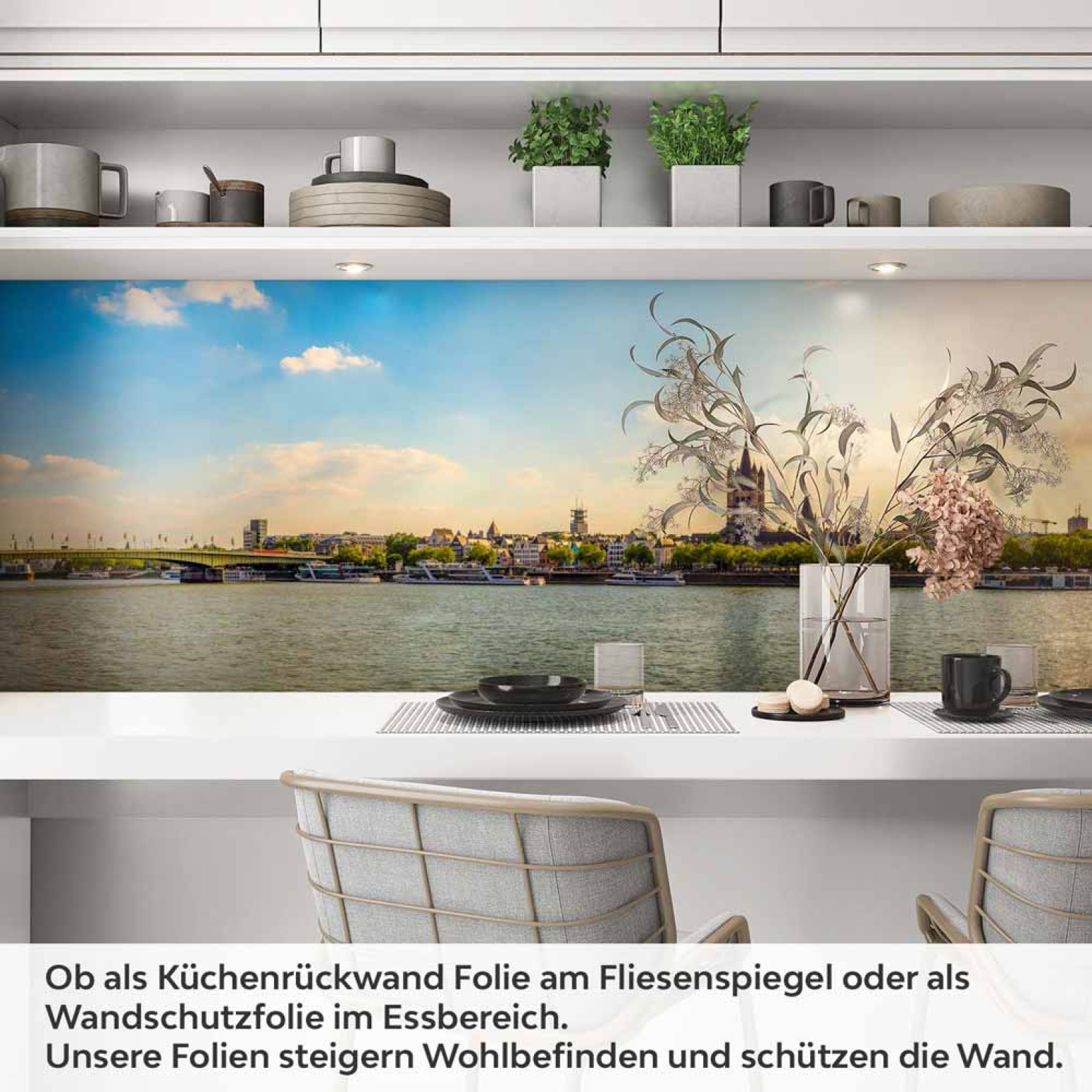Küchenrückwand Folie Rheinblick Köln - Architektonische Schönheit Artikelbild 1