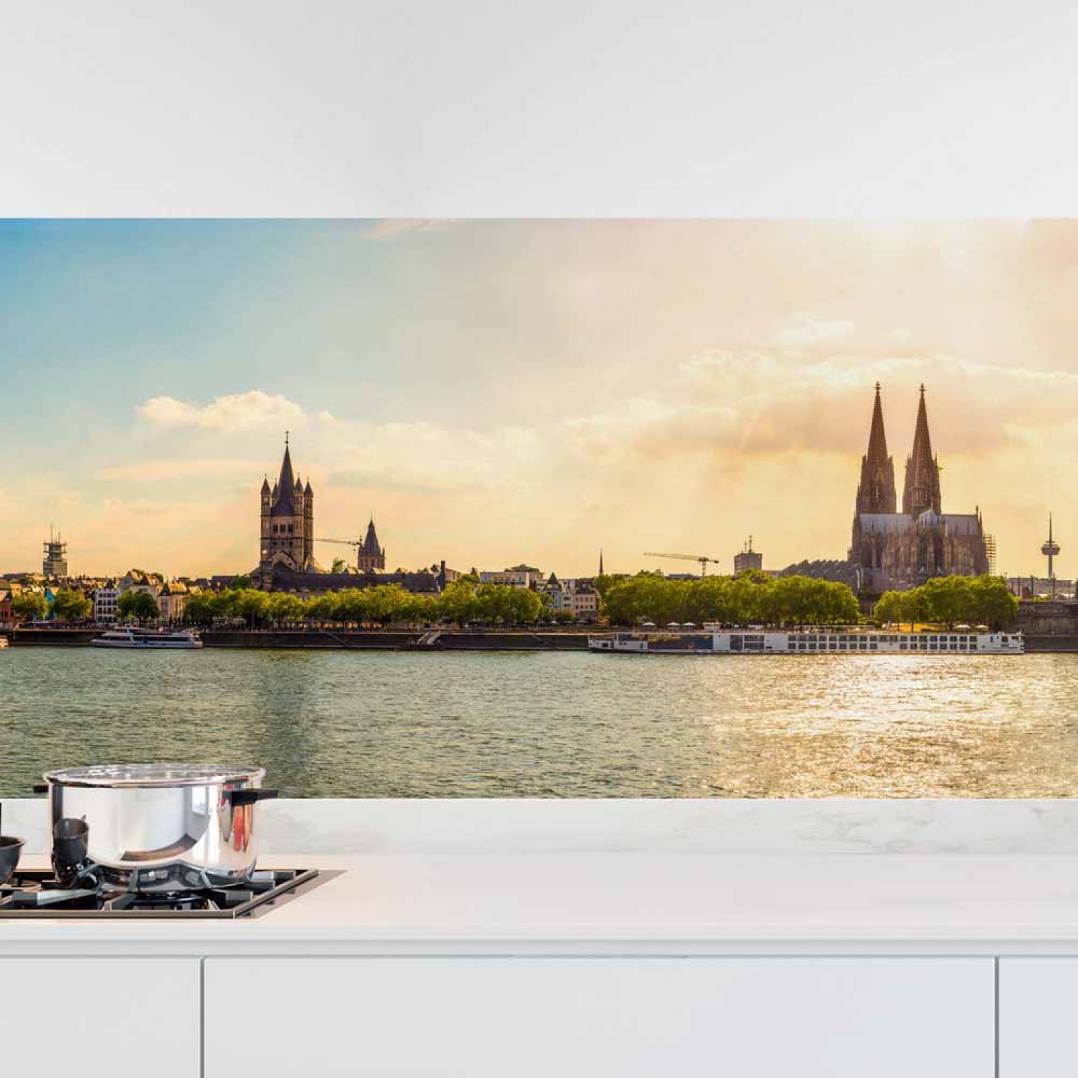 Küchenrückwand Folie Rheinblick Köln - Architektonische Schönheit