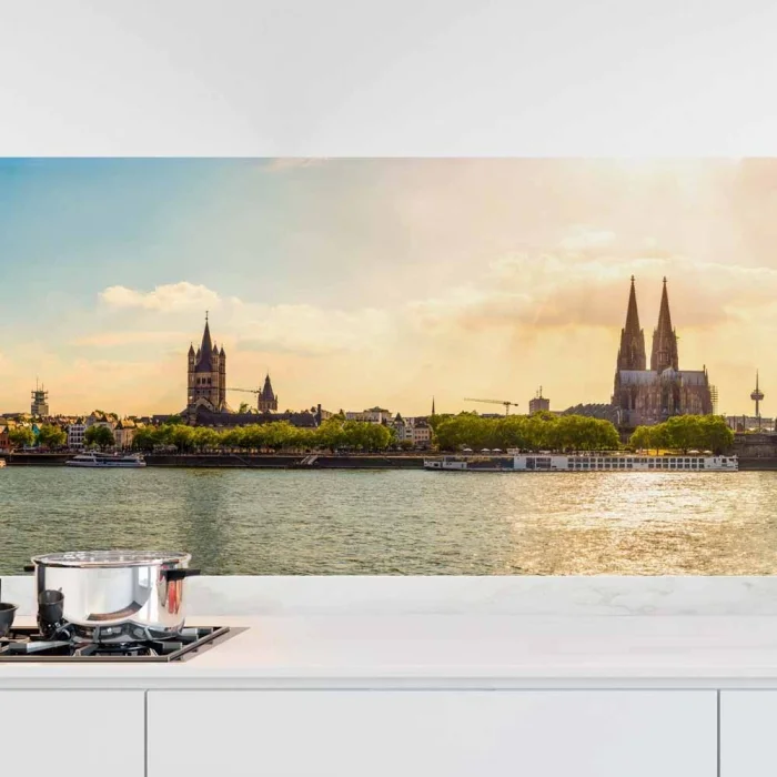 Küchenrückwand Folie Rheinblick Köln - Architektonische Schönheit Hauptbild 1