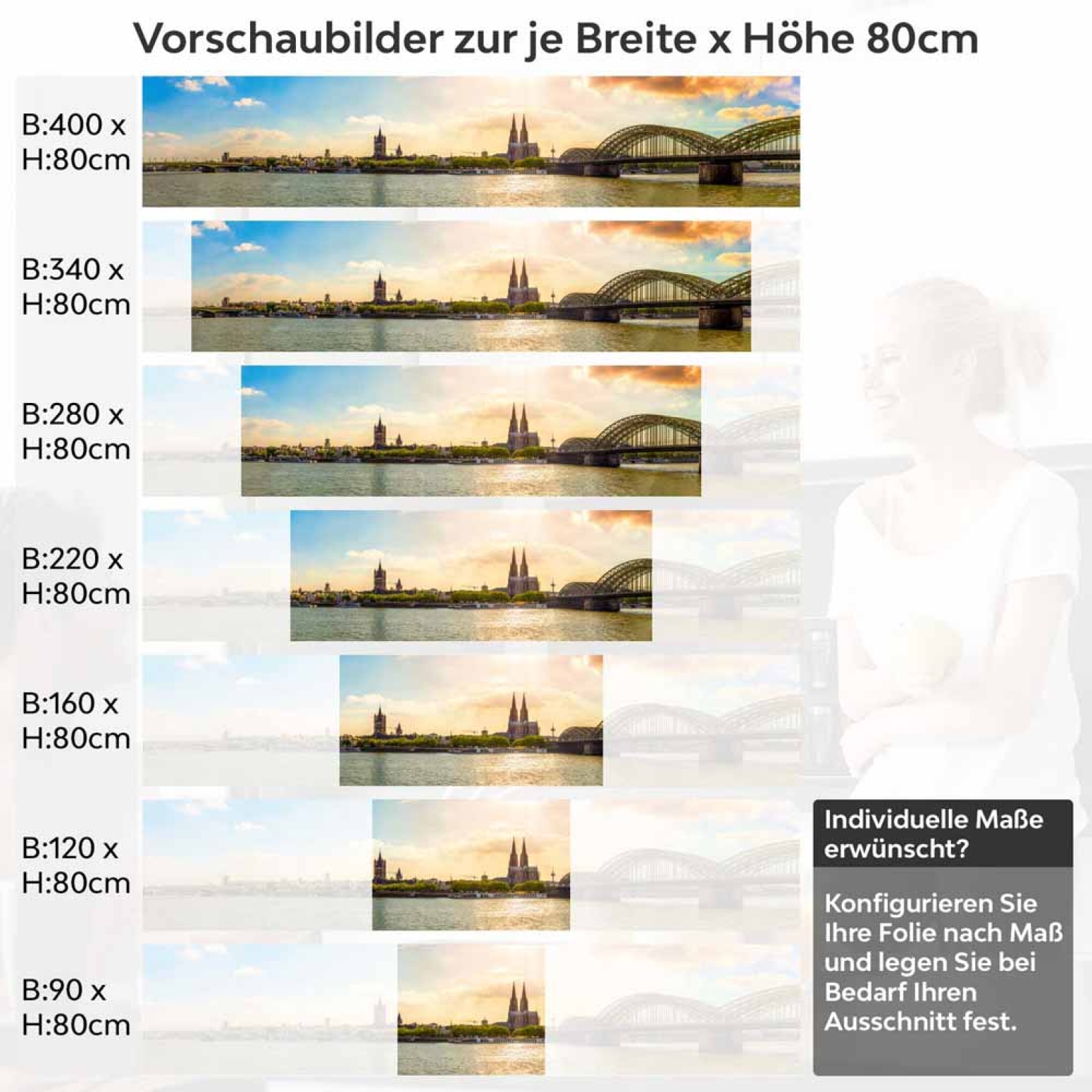 Küchenrückwand Folie Rheinblick Köln - Architektonische Schönheit Höhe 80cm