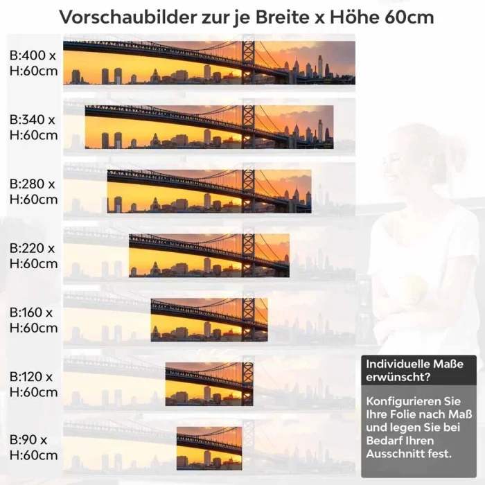 Küchenrückwand Folie Brücke & Stadt im feurigem Licht Höhe 60cm