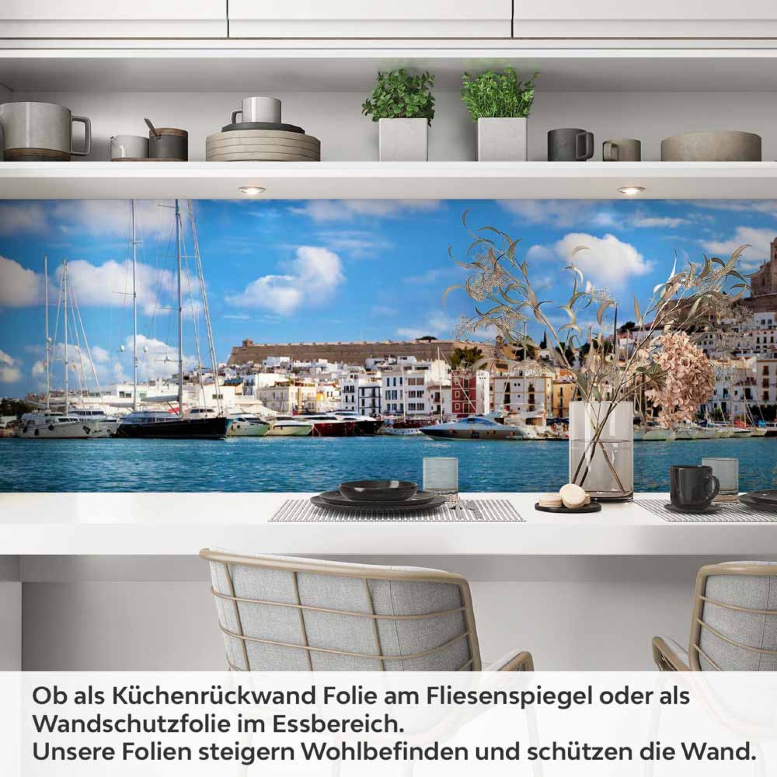 Küchenrückwand Folie Ibiza Hafen - Eine Brise Mittelmeer für die Küche Artikelbild 1