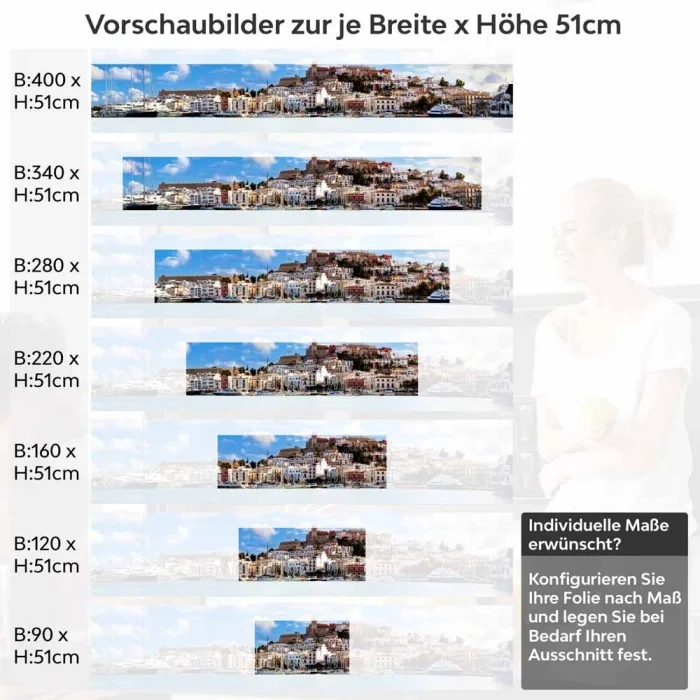Küchenrückwand Folie Ibiza Hafen - Eine Brise Mittelmeer für die Küche Höhe 51cm