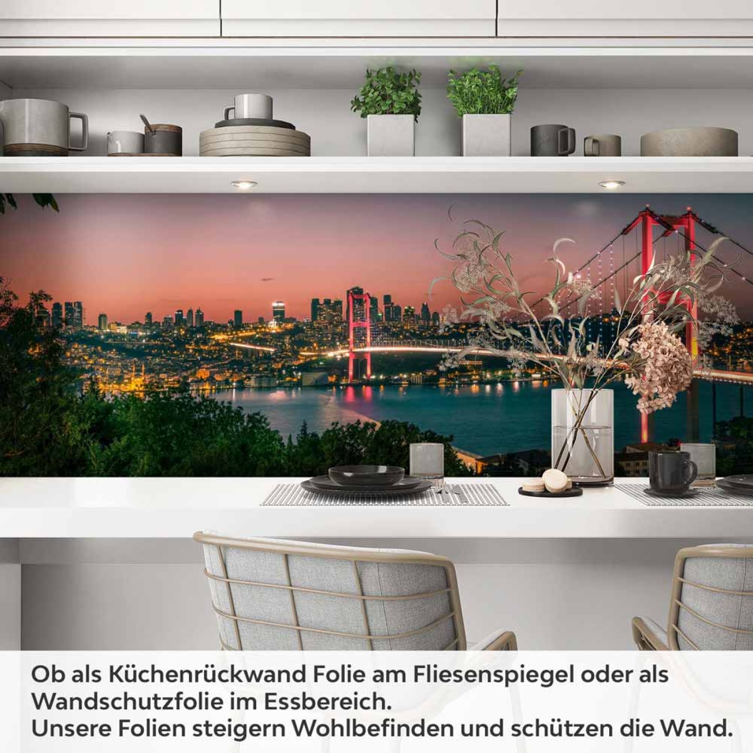 Küchenrückwand Folie Bosporus - Nächtliche Brückenpracht für Ihre Küche Artikelbild 1