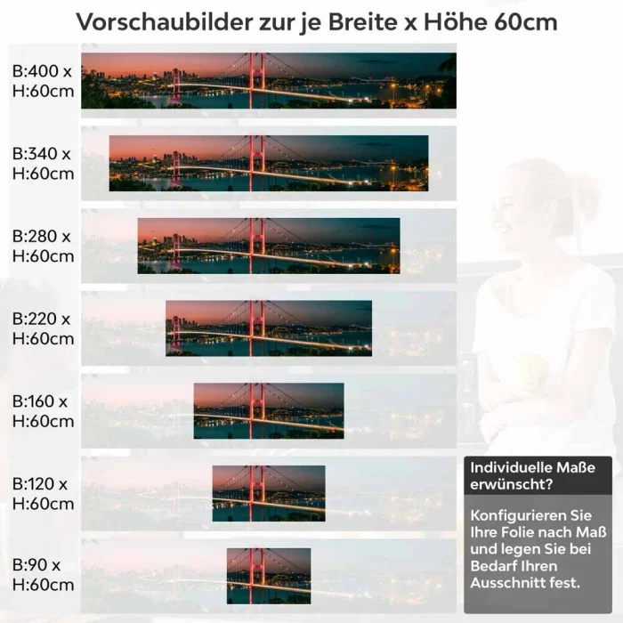 Küchenrückwand Folie Bosporus - Nächtliche Brückenpracht für Ihre Küche Höhe 60cm