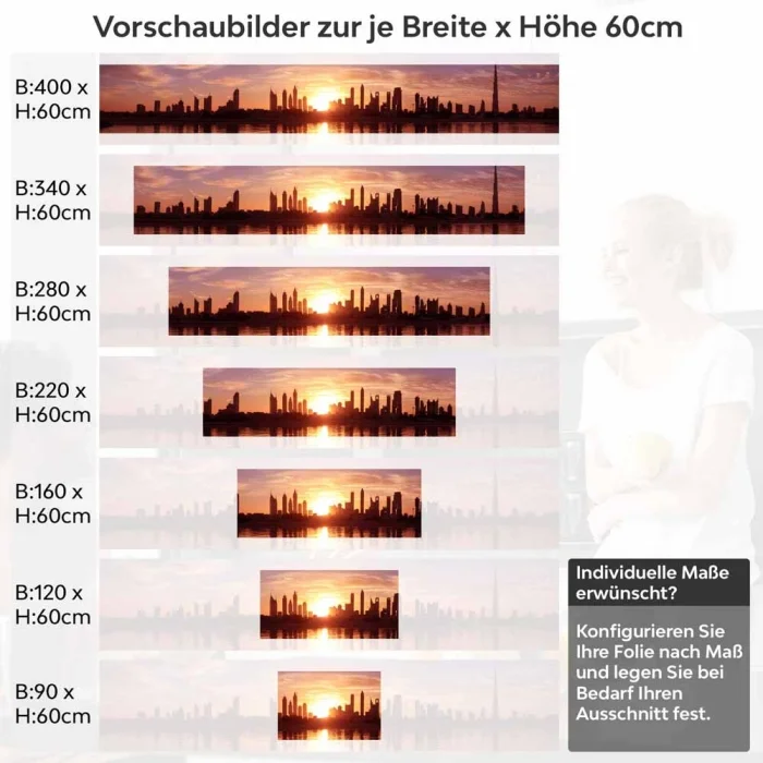 Küchenrückwand Folie Dubai - Elegante Silhouetten für Ihre Küche Höhe 60cm