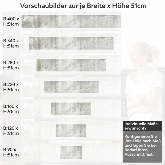 Küchenrückwand Folie Betonwand Industrial - Urbaner Look Höhe 51cm