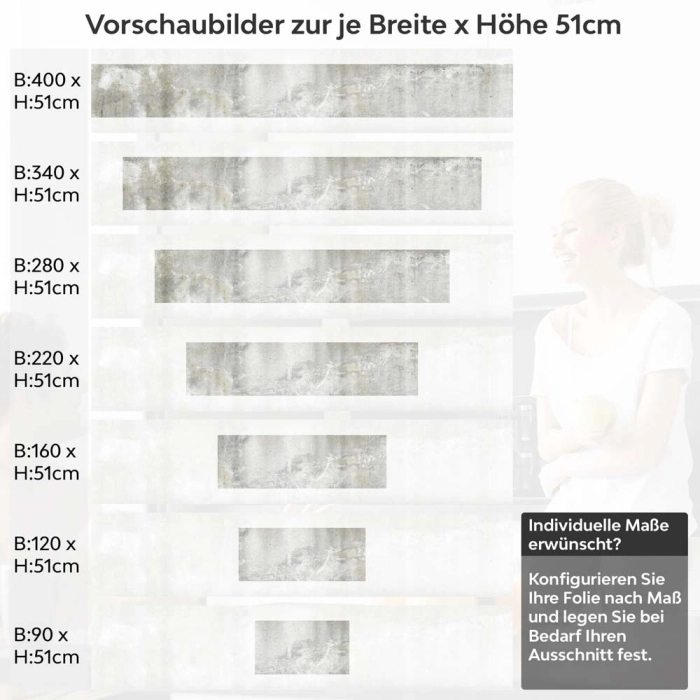 Küchenrückwand Folie Betonwand Industrial - Urbaner Look Höhe 51cm