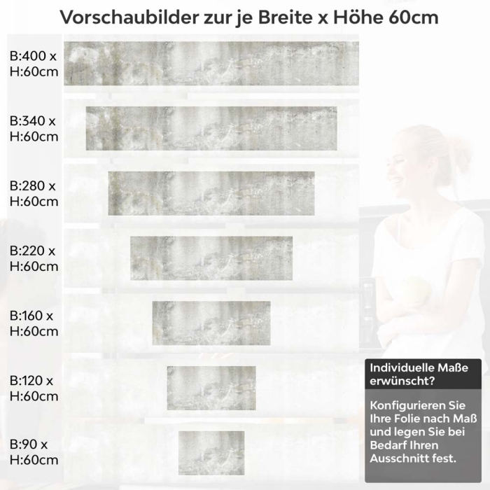 Küchenrückwand Folie Betonwand Industrial - Urbaner Look Höhe 60cm