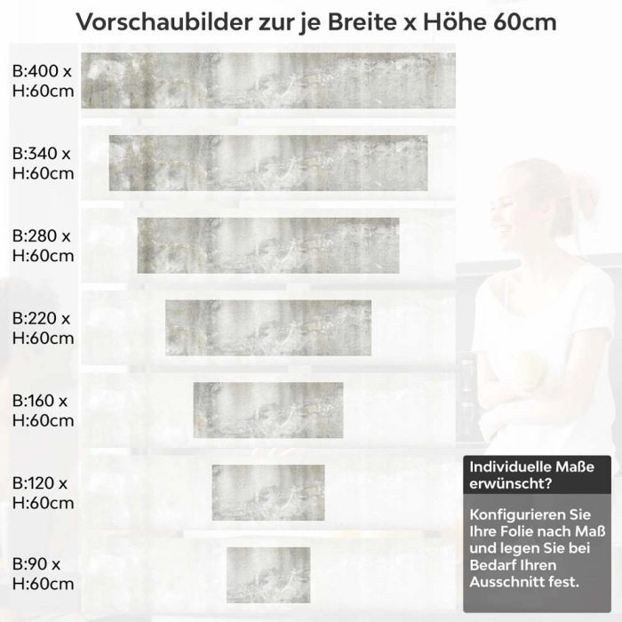 Küchenrückwand Folie Betonwand Industrial - Urbaner Look Höhe 60cm