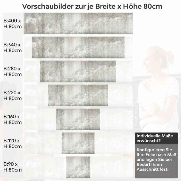 Küchenrückwand Folie Betonwand Industrial - Urbaner Look Höhe 80cm
