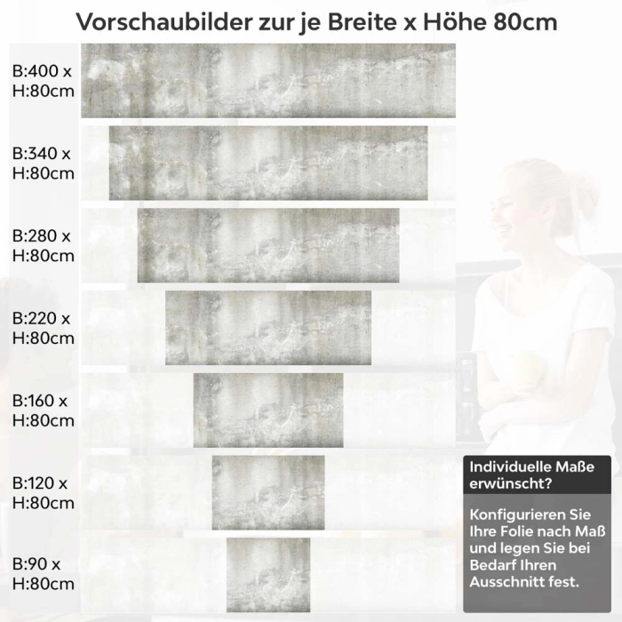 Küchenrückwand Folie Betonwand Industrial - Urbaner Look Höhe 80cm