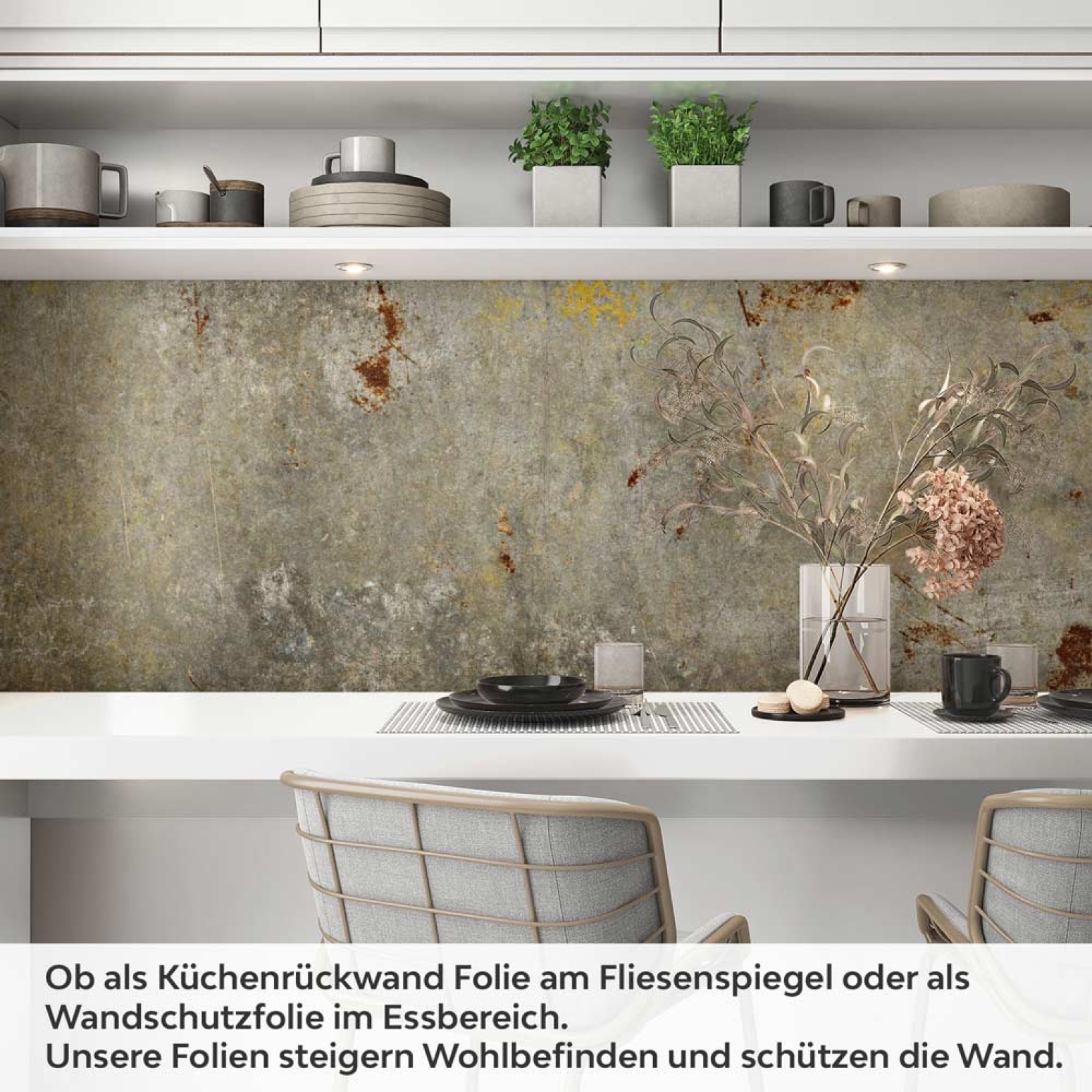 Küchenrückwand Folie Rost & Beton - Ein Hauch von Vintage Artikelbild 1