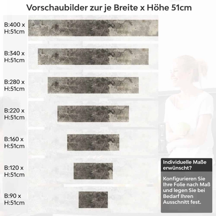 Küchenrückwand Folie Gealterter Beton - Der perfekte Industrial-Look Höhe 51cm