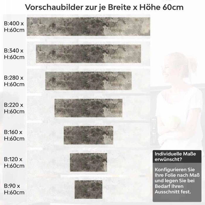 Küchenrückwand Folie Gealterter Beton - Der perfekte Industrial-Look Höhe 60cm